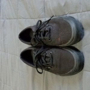 Vans All Black Tennis Shoes Lace Up Womens 8